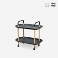 Carrello portavivande moderno con ruote 2 ripiani bianco nero Wala Promozione