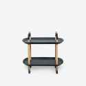 Carrello portavivande moderno con ruote 2 ripiani bianco nero Wala Offerta