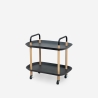 Carrello portavivande moderno con ruote 2 ripiani bianco nero Wala Saldi