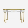 Table manucure esthéticienne en verre et métal doré effet marbre Jess Promotion