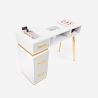 Tavolo da manicure bianco con aspiratore 3 cassetti e gambe dorate Skait Saldi