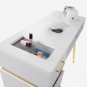 Tavolo da manicure bianco con aspiratore 3 cassetti e gambe dorate Skait Stock