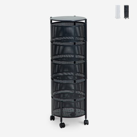 Carrello portafrutta portavivande 5 cestelli girevoli con ruote Rodin XL Promozione