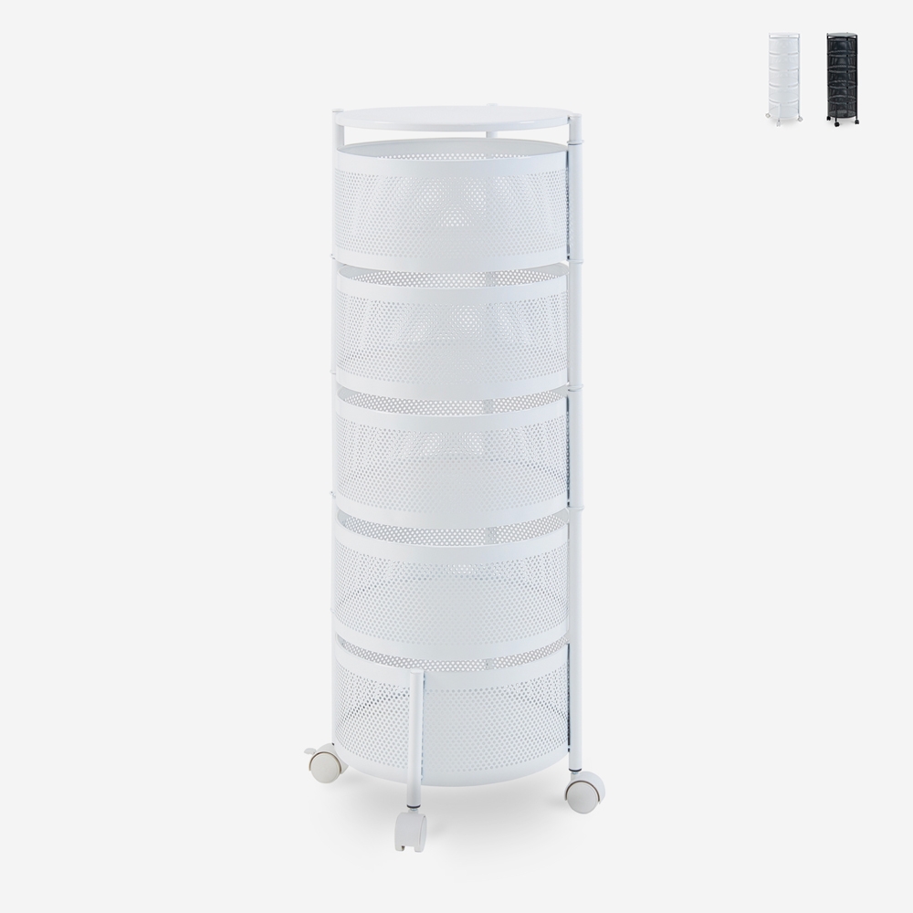 Carrello portafrutta portavivande 5 cestelli girevoli con ruote Rodin XL Sconti Carrello portafrutta portavivande 5 cestelli girevoli con ruote Rodin XL Sconti