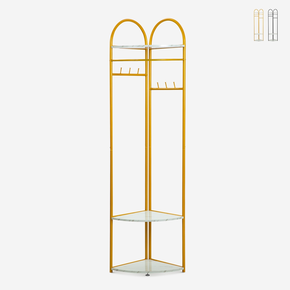 Appendiabiti angolare da terra per ingresso con ripiani salvaspazio Shiney Promozione Appendiabiti angolare da terra per ingresso con ripiani salvaspazio Shiney Promozione