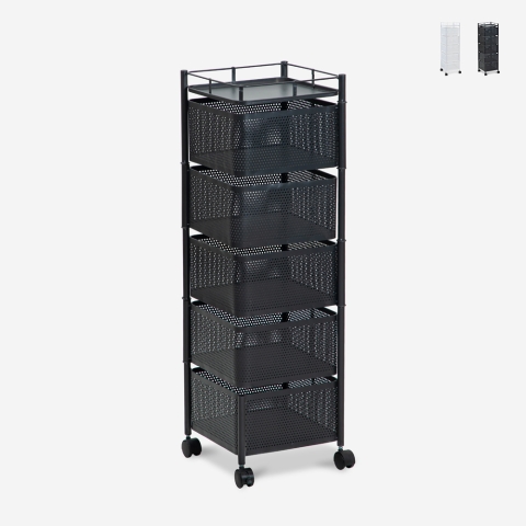 Carrello con ruote da cucina 5 cestelli portafrutta girevoli Avet Plus Promozione