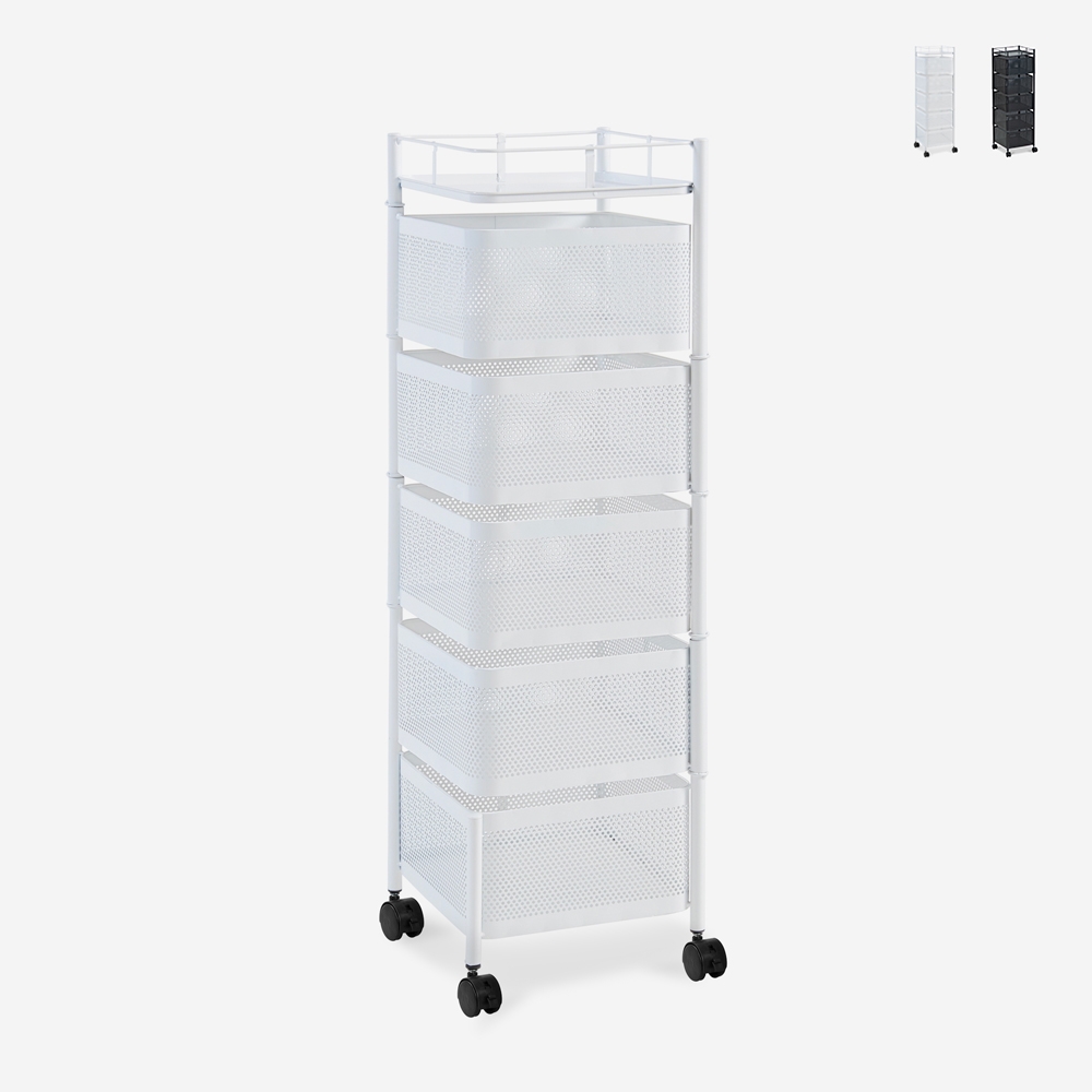 Carrello con ruote da cucina 5 cestelli portafrutta girevoli Avet Plus Sconti Carrello con ruote da cucina 5 cestelli portafrutta girevoli Avet Plus Sconti