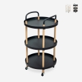 Carrello portavivande rotondo 3 ripiani design nordico ruote Biky Plus Promozione