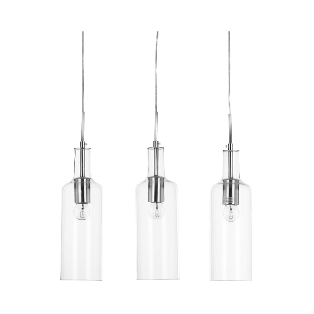 Lampadario a sospensione moderno con 3 luci trasparente h110 cm Tin Promozione Lampadario a sospensione moderno con 3 luci trasparente h110 cm Tin Promozione