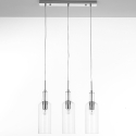 Lampadario a sospensione moderno con 3 luci trasparente h110 cm Tin Sconti