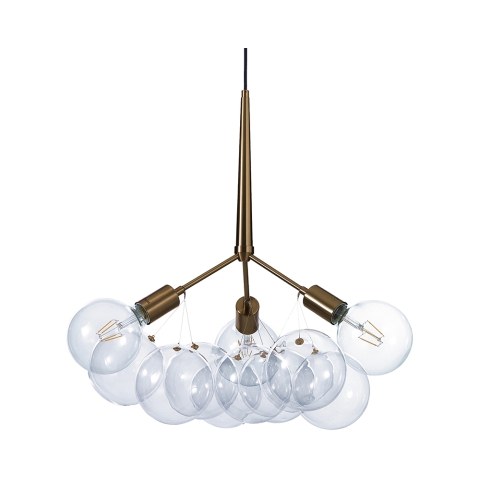 Lustre suspendu moderne cordon réglable et sphères transparentes Anne Promotion