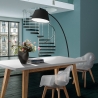 Lampada da terra ad arco in metallo nero con base in marmo h205 cm Stelo Vendita