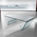 Tavolino da salotto in vetro 110x55cm con vano portariviste Pyramid Vendita