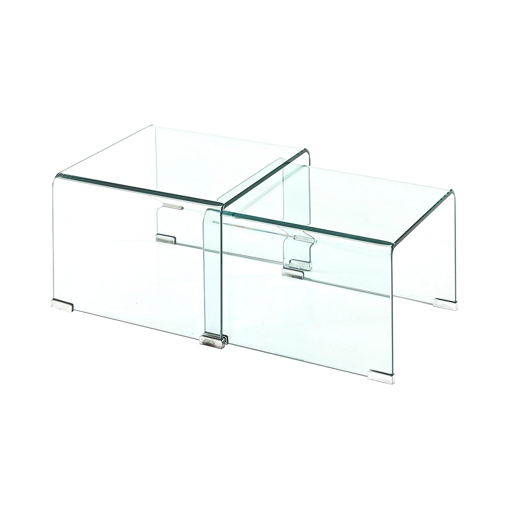 Wohnzimmertische 2er Set geschwungenes Design Klarglas San Aktion Wohnzimmertische 2er Set geschwungenes Design Klarglas San Aktion