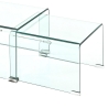 Set 2 tavolini da salotto in vetro trasparente design curvato San Saldi
