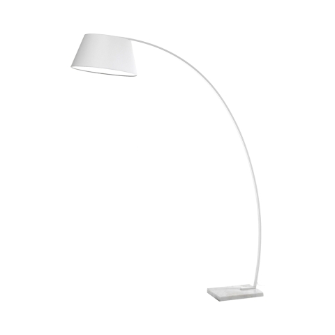 Lampada da terra ad arco in metallo bianco con base in marmo h160 cm Moines Promozione