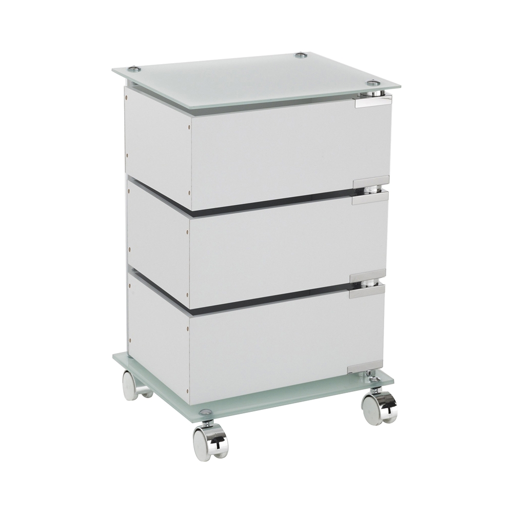 Rollcontainer modern 3 Schubladen und Glasablage Wichita Aktion Rollcontainer modern 3 Schubladen und Glasablage Wichita Aktion