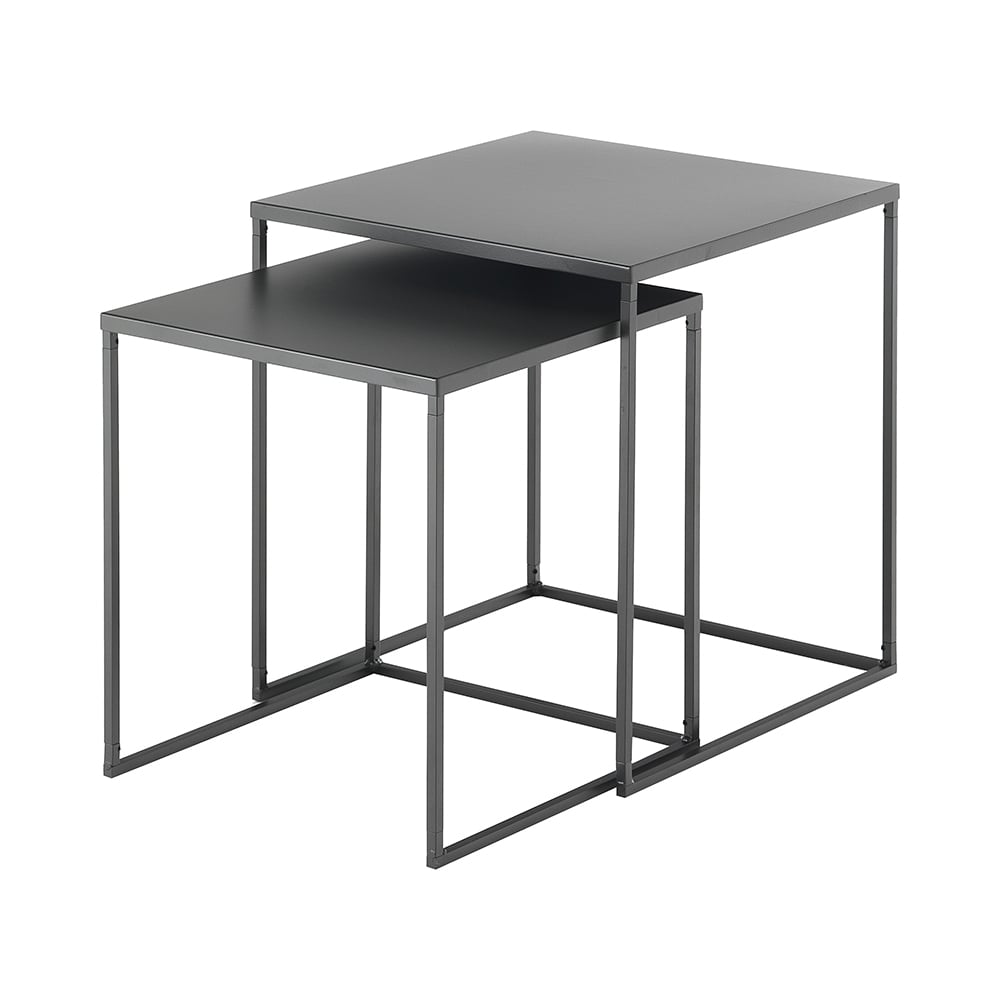 2 tables basses carrées en métal gris anthracite Omaha Promotion 2 tables basses carrées en métal gris anthracite Omaha Promotion