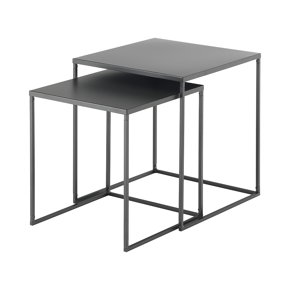 Wohnzimmertisch 2er Set quadratisch aus Metall anthrazitgrau Omaha Aktion Wohnzimmertisch 2er Set quadratisch aus Metall anthrazitgrau Omaha Aktion