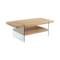 Tavolino da salotto in vetro e legno finitura rovere 120x60cm Amarillo Promozione