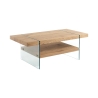 Tavolino da salotto in vetro e legno finitura rovere 120x60cm Amarillo Promozione