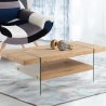 Tavolino da salotto in vetro e legno finitura rovere 120x60cm Amarillo Vendita