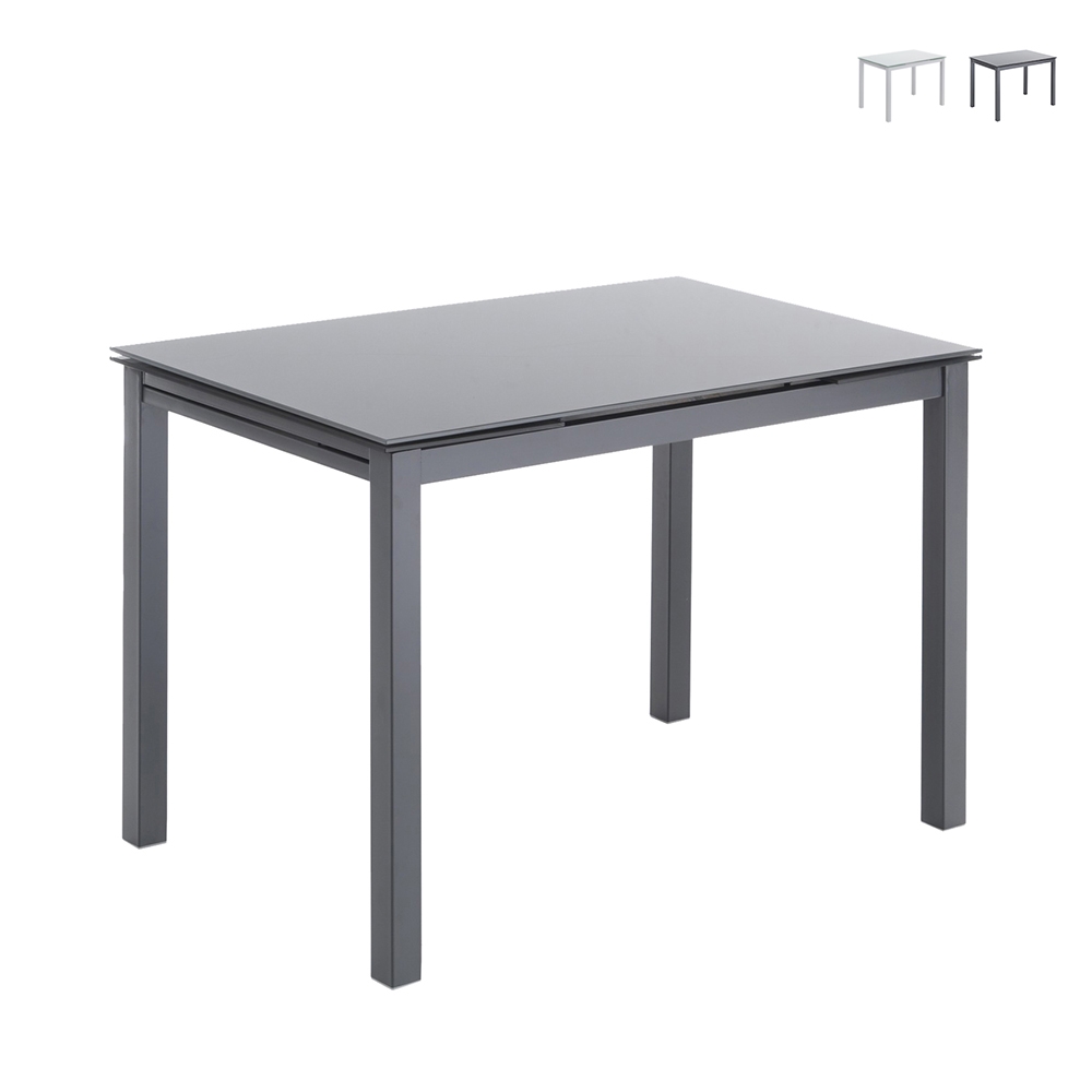 Tavolo da cucina con piano in vetro allungabile 76x110-170cm Cleve Promozione Tavolo da cucina con piano in vetro allungabile 76x110-170cm Cleve Promozione