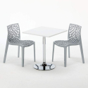 Weiß Quadratisch Tisch und 2 Stühle Farbiges Polypropylen-Innenmastenset Grand Soleil Gruvyer Cocktail 