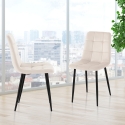 Set 4 sedie da soggiorno cucina in velluto effetto trapuntato Corfù Vendita