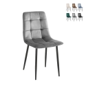 Set 4 sedie da soggiorno cucina in velluto effetto trapuntato Corfù 
