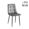 Set 4 sedie da soggiorno cucina in velluto effetto trapuntato Corfù 