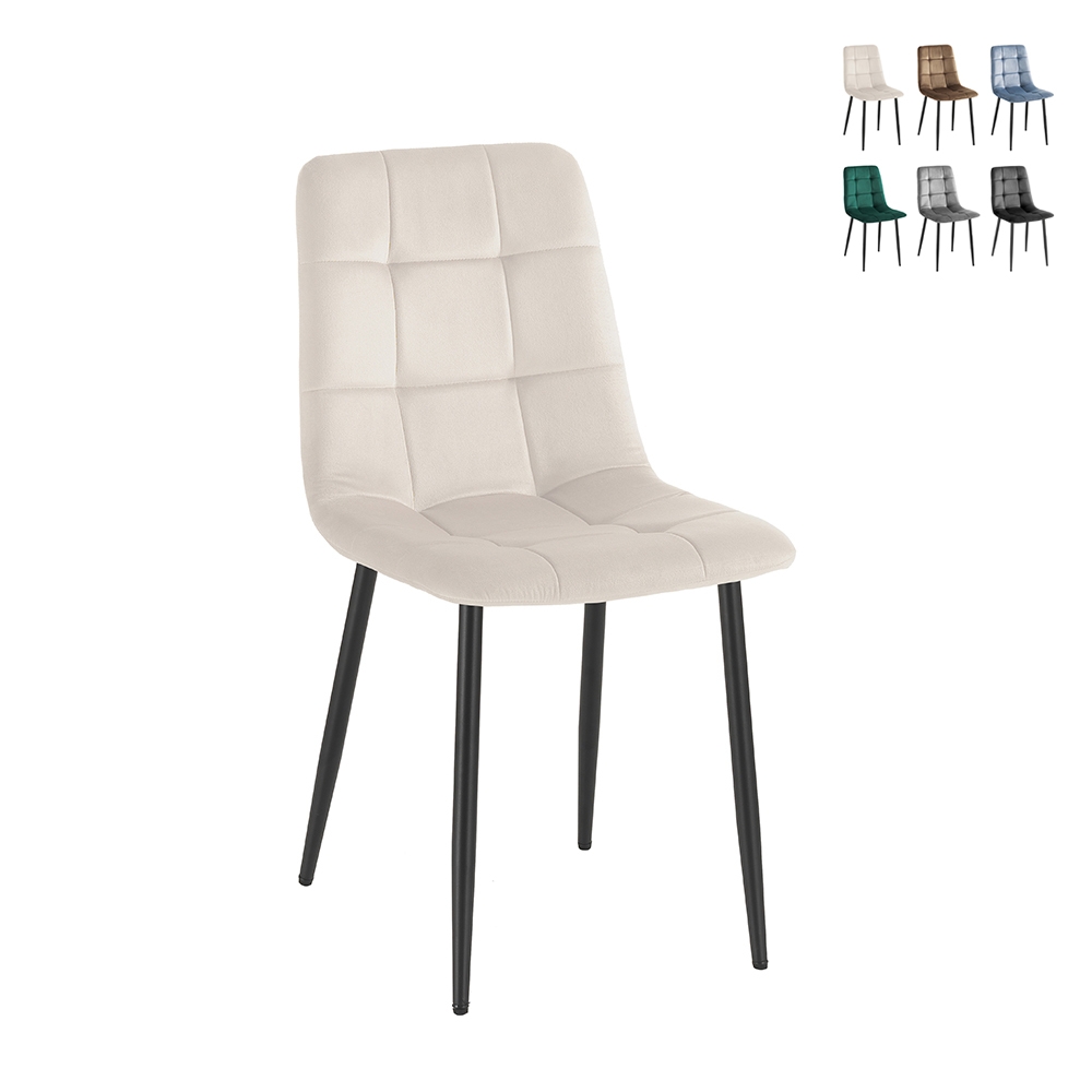 Set 4 sedie da soggiorno cucina in velluto effetto trapuntato Corfù Promozione Set 4 sedie da soggiorno cucina in velluto effetto trapuntato Corfù Promozione