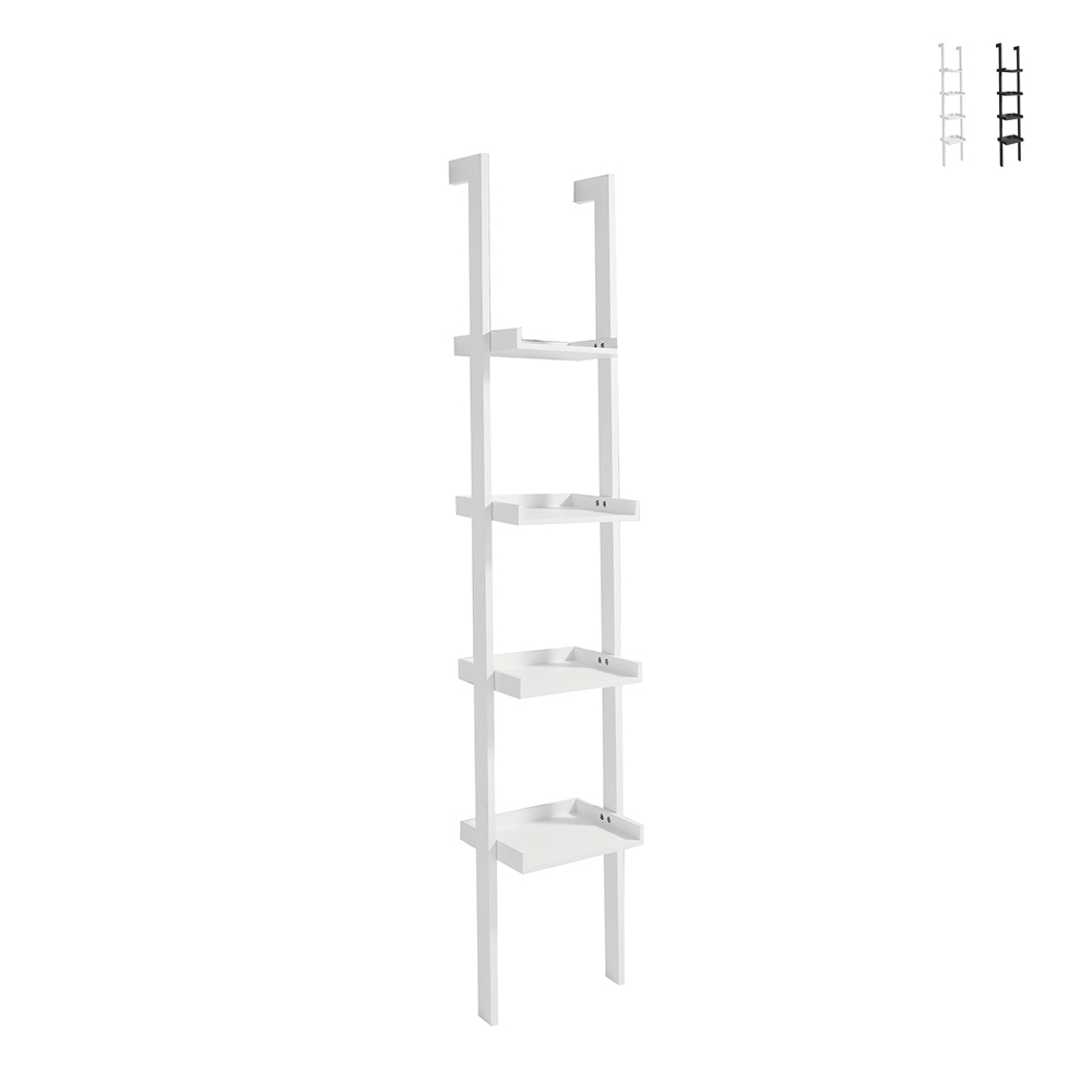 Libreria da parete bianca a scala 4 ripiani moderna h180cm Little Peoria Promozione