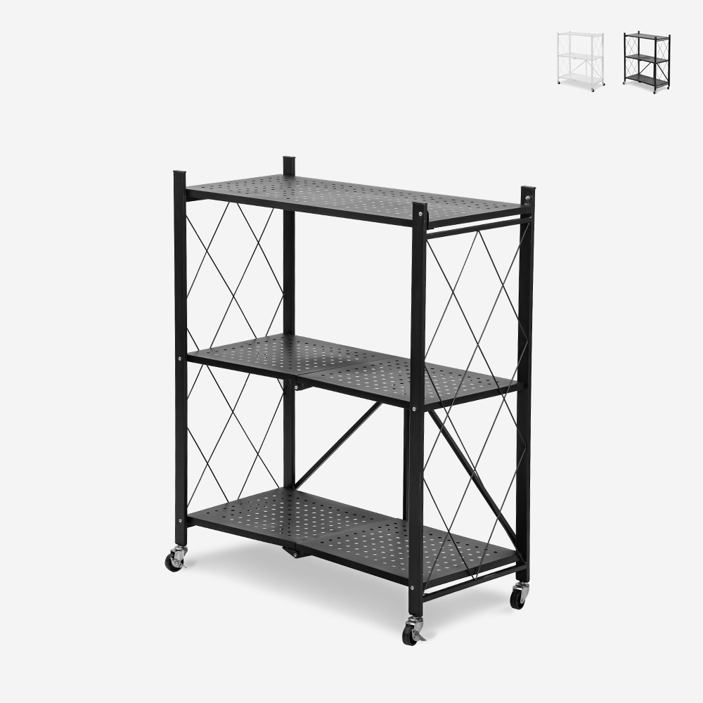 Scaffale pieghevole con ruote per cucina 3 ripiani in metallo Kerry M Promozione Scaffale pieghevole con ruote per cucina 3 ripiani in metallo Kerry M Promozione