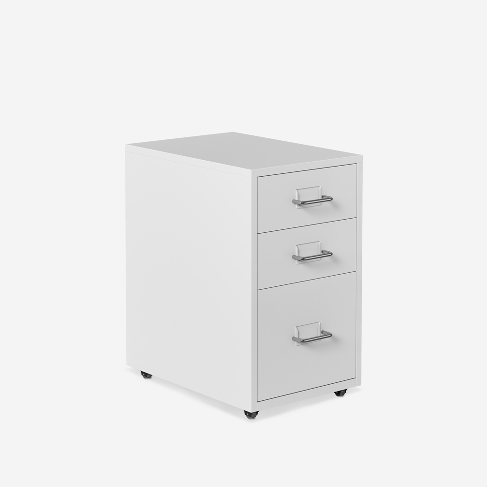 Commode de bureau mobile en métal blanc 3 tiroirs et roulettes Layt M Promotion Commode de bureau mobile en métal blanc 3 tiroirs et roulettes Layt M Promotion