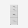 Cassettiera da ufficio con 4 cassetti e ruote in metallo bianco Layt L Vendita