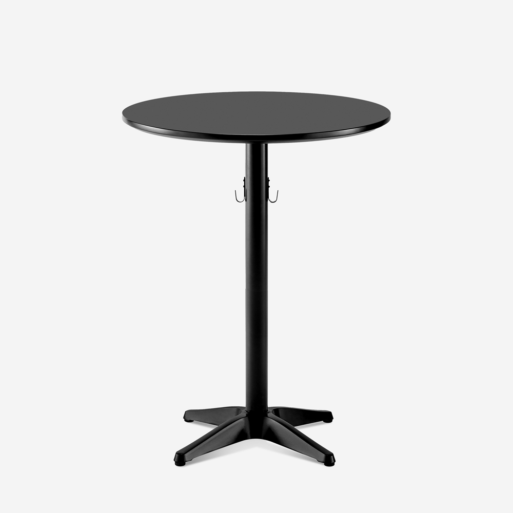 Tavolino da bar alto rotondo 70x105cm nero con gancio per borsa Engys+ Promozione Tavolino da bar alto rotondo 70x105cm nero con gancio per borsa Engys+ Promozione