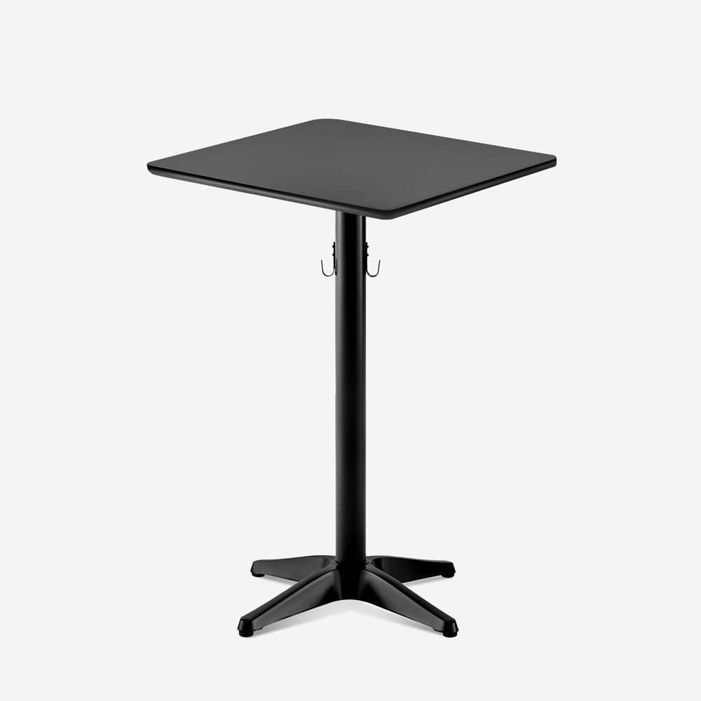 Tavolo alto 70x70x105cm nero per bar bistrot con gancio per borsa Jotor+ Promozione Tavolo alto 70x70x105cm nero per bar bistrot con gancio per borsa Jotor+ Promozione