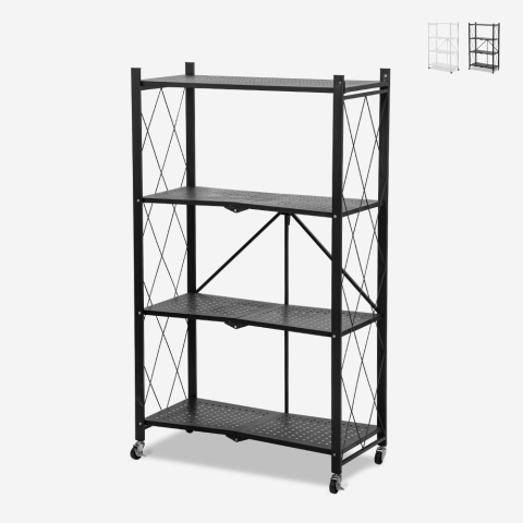 Scaffale in metallo da cucina  4 ripiani pieghevole con ruote  Kerry L Promozione