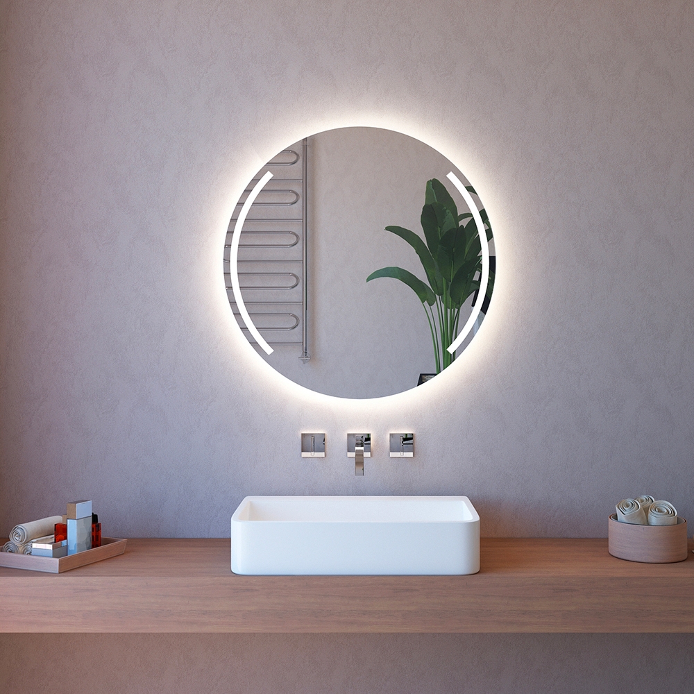 Specchio da bagno filo lucido rotondo 90cm retroilluminato con LED ETR129-M Promozione Specchio da bagno filo lucido rotondo 90cm retroilluminato con LED ETR129-M Promozione