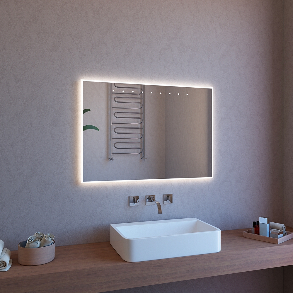 Specchio da bagno con led retroilluminato 100x70 antiappannamento ETR119 Promozione Specchio da bagno con led retroilluminato 100x70 antiappannamento ETR119 Promozione