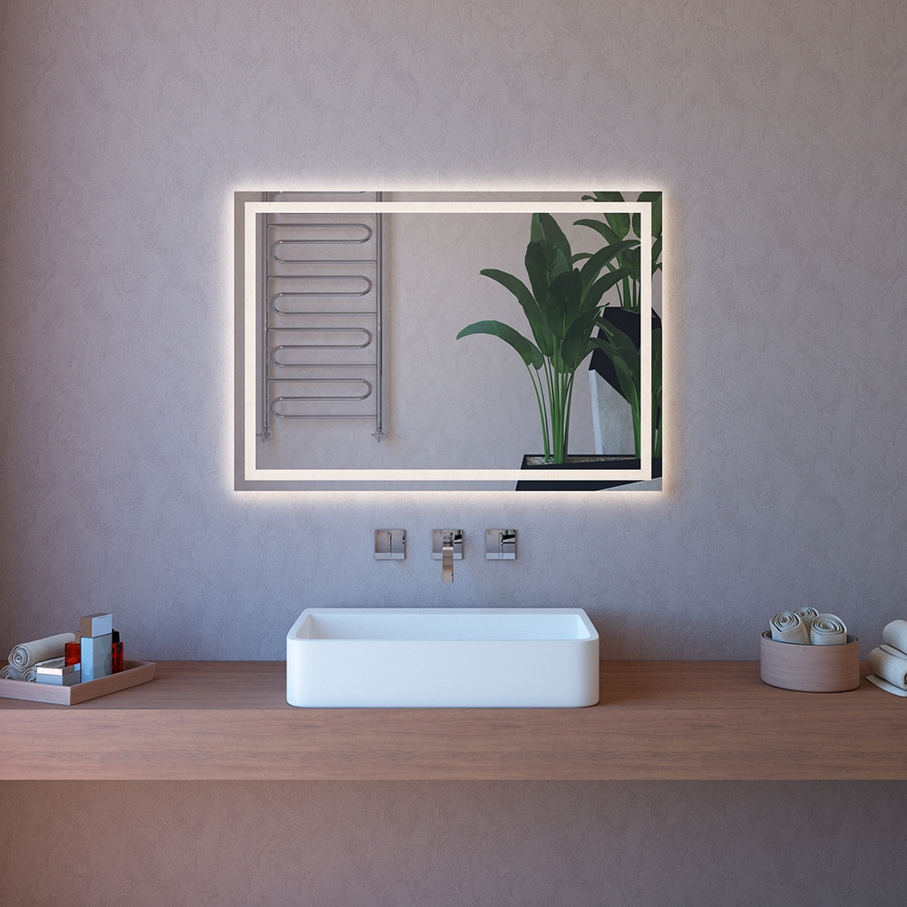 Miroir de salle de bain anti-buée rétro-éclairé 100x70 LED ETR111 Promotion Miroir de salle de bain anti-buée rétro-éclairé 100x70 LED ETR111 Promotion