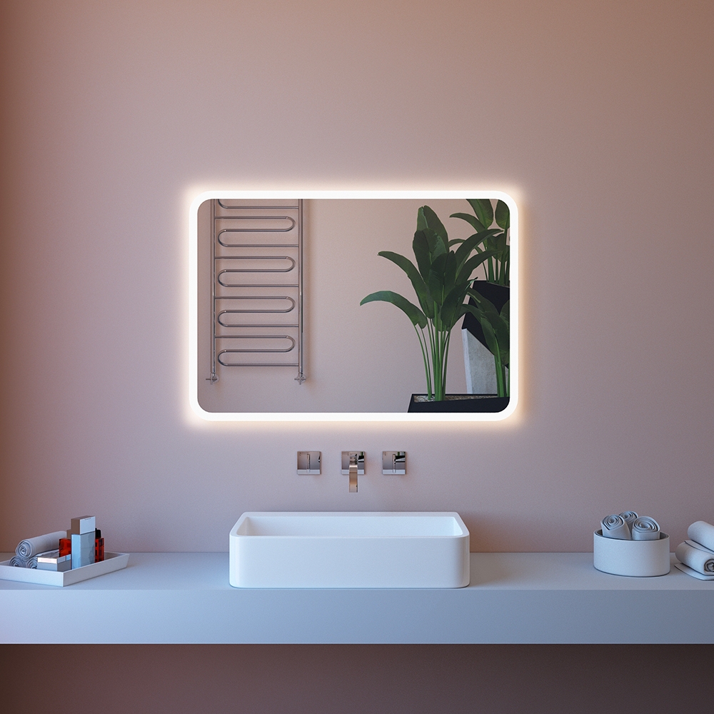 Miroir de salle de bain LED rétroéclairé 80x70cm anti-buée ETR100-M Promotion Miroir de salle de bain LED rétroéclairé 80x70cm anti-buée ETR100-M Promotion