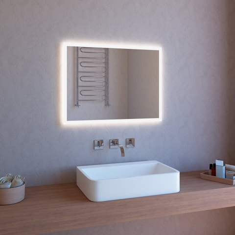 Specchio bagno filo lucido led touch retroilluminato 80x60cm ETR106-M Promozione