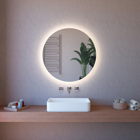 Specchio bagno led antiappannamento rotondo 90cm retroilluminato ETR116-XL Promozione