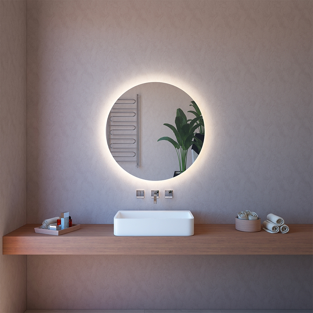 Specchio smart da bagno retroilluminato tondo 60cm antiappannamento ETR116-S Promozione Specchio smart da bagno retroilluminato tondo 60cm antiappannamento ETR116-S Promozione