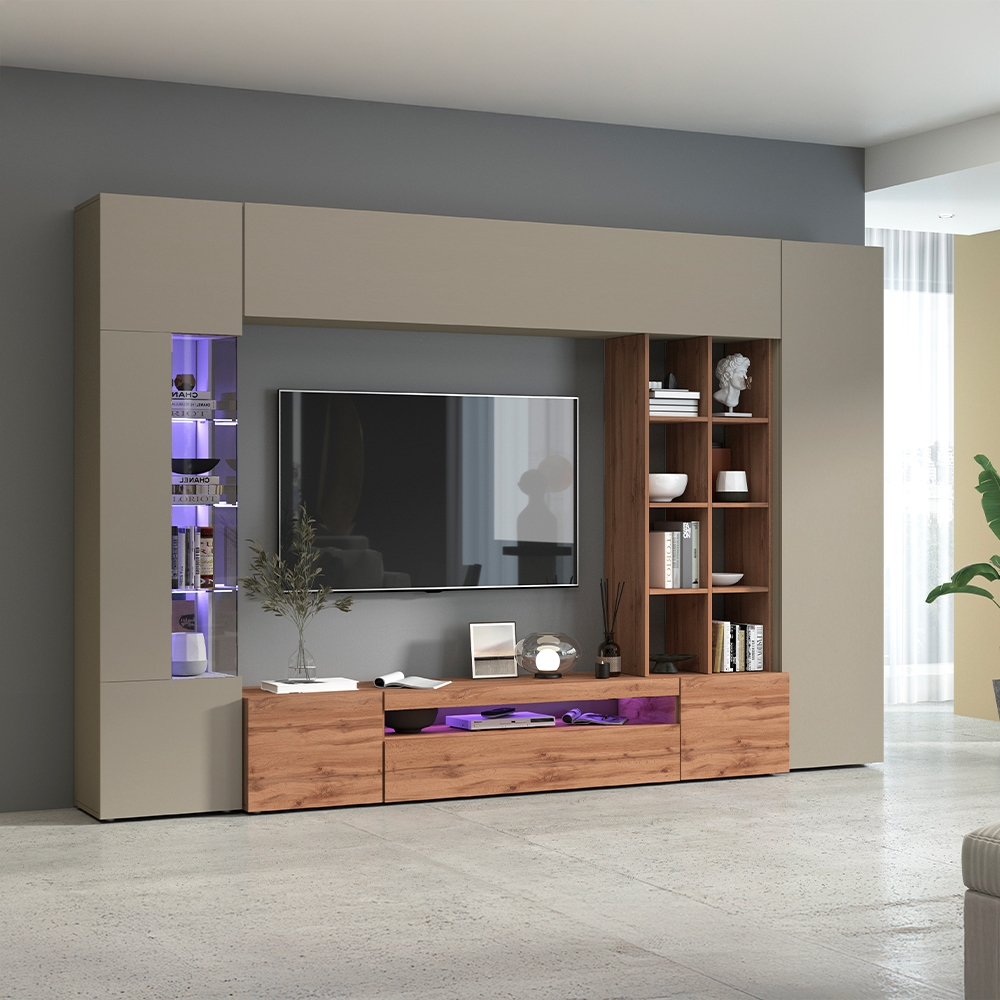 Moderne Wohnwand mit Vitrine und Bücherregal Egypt WT Aktion