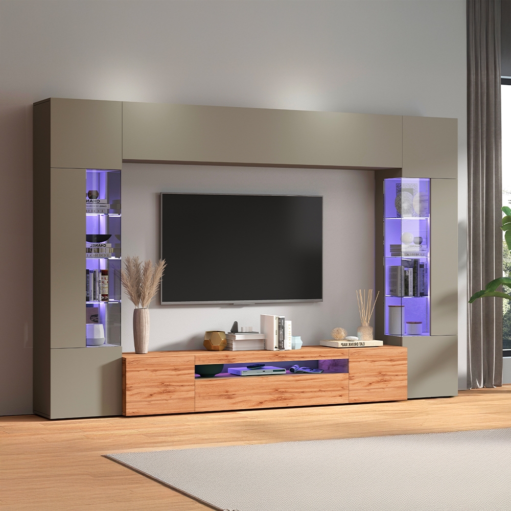 Parete attrezzata moderna per soggiorno con porta TV e 2 vetrine Egypt TW Promozione Parete attrezzata moderna per soggiorno con porta TV e 2 vetrine Egypt TW Promozione