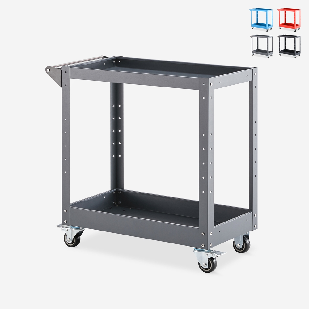 Chariot porte-outils en métal 2 étagères pour atelier garage Kerey Promotion Chariot porte-outils en métal 2 étagères pour atelier garage Kerey Promotion
