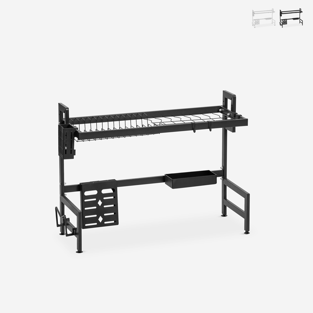 Scolapiatti da appoggio con scolo per lavello cucina nero bianco Nalan Promozione Scolapiatti da appoggio con scolo per lavello cucina nero bianco Nalan Promozione